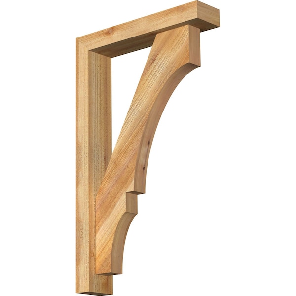 Ekena Millwork Balboa Block Rough Sawn Bracket w/ Offset Brace, Western Red Cedar, 4"W x 18"D x 30"H BKT0402X18X30BOA05RWR - main